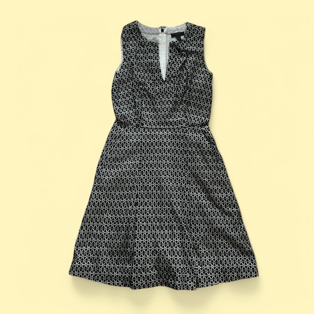 J. Crew Black and White Sleeveless V-Neck Mini Dress